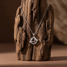Load image into Gallery viewer, Celestial Silver Saturn Planet Pendant Necklace – Sparkling Pavé Cosmic Jewelry