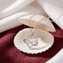 Load image into Gallery viewer, Silver Infinity Heart Pendant Necklace with Crystals