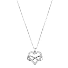 Load image into Gallery viewer, Silver Infinity Heart Pendant Necklace with Crystals