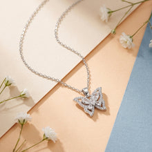 Load image into Gallery viewer, Silver Butterfly Pendant Necklace with Cubic Zirconia
