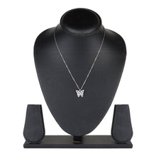 Load image into Gallery viewer, Silver Butterfly Pendant Necklace with Cubic Zirconia