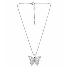Load image into Gallery viewer, Silver Butterfly Pendant Necklace with Cubic Zirconia