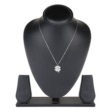 Load image into Gallery viewer, Silver Four-Leaf Clover Pendant Necklace with Crystals