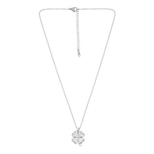 Load image into Gallery viewer, Silver Four-Leaf Clover Pendant Necklace with Crystals