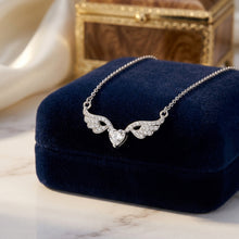 Load image into Gallery viewer, Silver Angel Wings Heart Pendant Necklace with Crystals