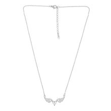 Load image into Gallery viewer, Silver Angel Wings Heart Pendant Necklace with Crystals