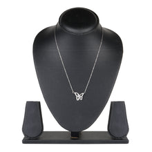 Load image into Gallery viewer, Silver Butterfly Charm Pendant Necklace with Crystals