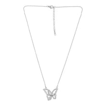 Load image into Gallery viewer, Silver Butterfly Charm Pendant Necklace with Crystals
