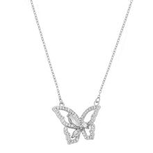 Load image into Gallery viewer, Silver Butterfly Charm Pendant Necklace with Crystals