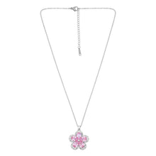 Load image into Gallery viewer, Luxury Silver Pink Crystal Flower Pendant Necklace – Elegant Cherry Blossom Charm
