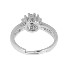 Load image into Gallery viewer, Silver Floral Cluster Crystal Ring | Adjustable Statement Band