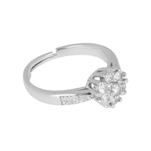 Load image into Gallery viewer, Silver Floral Cluster Crystal Ring | Adjustable Statement Band