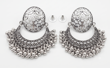 Load image into Gallery viewer, Oxidized Silver Filigree Jhumka Chandbalis