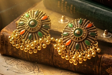 Load image into Gallery viewer, Antique Gold Mandala Chandelier Earrings