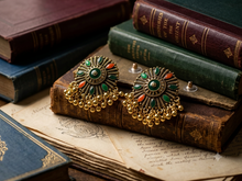 Load image into Gallery viewer, Antique Gold Mandala Chandelier Earrings