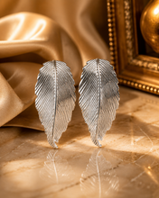 Load image into Gallery viewer, Silver Feather Stud Earrings