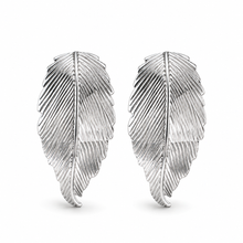 Load image into Gallery viewer, Silver Feather Stud Earrings