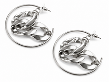 Load image into Gallery viewer, Silver Spiral Curb Chain Hoop Earrings