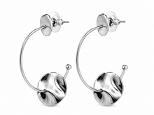 Load image into Gallery viewer, Silver Hammered Disc Double Drop Earrings
