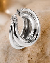 Load image into Gallery viewer, Golden/Silver Double Twisted Hoop Earrings