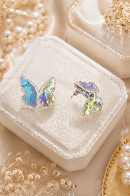 Holographic Acrylic Butterfly Stud Earrings