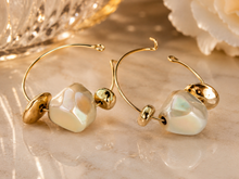Load image into Gallery viewer, Gold Hoop Baroque Pearl Earrings