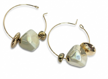 Load image into Gallery viewer, Gold Hoop Baroque Pearl Earrings