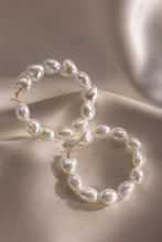 Load image into Gallery viewer, Pearl Circle Hoop Earrings