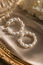 Load image into Gallery viewer, Pearl Circle Hoop Earrings