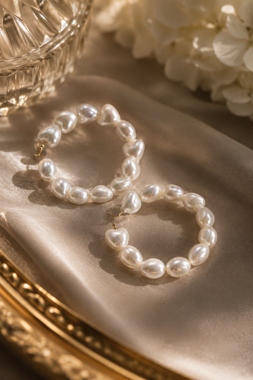 Pearl Circle Hoop Earrings