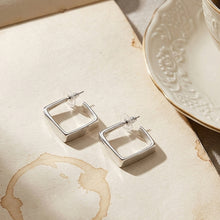 Load image into Gallery viewer, Silver Square Hoop Earrings