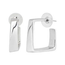 Load image into Gallery viewer, Silver Square Hoop Earrings