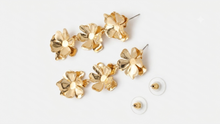 Load image into Gallery viewer, Gold Double Flower Drop Earrings