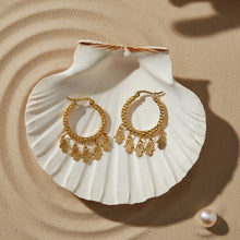 Load image into Gallery viewer, Hamsa Charm Hoop Earrings
