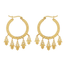 Load image into Gallery viewer, Hamsa Charm Hoop Earrings