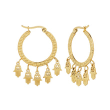 Load image into Gallery viewer, Hamsa Charm Hoop Earrings