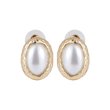 Load image into Gallery viewer, Textured Gold Pearl Studs