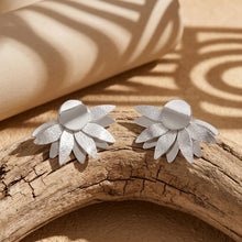 Load image into Gallery viewer, Silver Lotus Petal Stud Earrings
