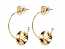 Load image into Gallery viewer, Gold Hammered Disc Hoop Earrings