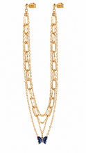 Load image into Gallery viewer, Gold Layered Paperclip Chain Sapphire Butterfly Necklace