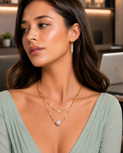 Double Herringbone Pearl Slider Necklace