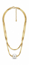 Load image into Gallery viewer, Double Herringbone Pearl Slider Necklace