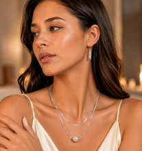 Load image into Gallery viewer, Double Herringbone Pearl Slider Necklace