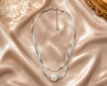 Load image into Gallery viewer, Double Herringbone Pearl Slider Necklace