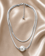 Load image into Gallery viewer, Double Herringbone Pearl Slider Necklace