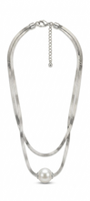 Load image into Gallery viewer, Double Herringbone Pearl Slider Necklace