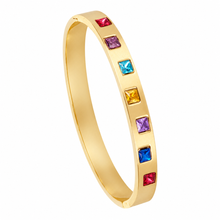 Load image into Gallery viewer, Gold Multi-Stone Square Bangle