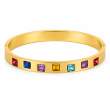 Load image into Gallery viewer, Gold Multi-Stone Square Bangle