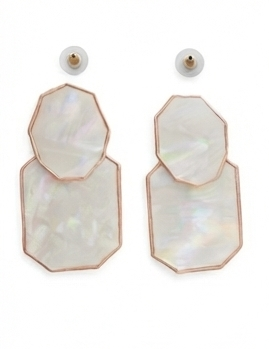 Gold-Plated Mother of Pearl Geometric Tiered Drop Earrings