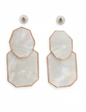 Load image into Gallery viewer, Gold-Plated Mother of Pearl Geometric Tiered Drop Earrings